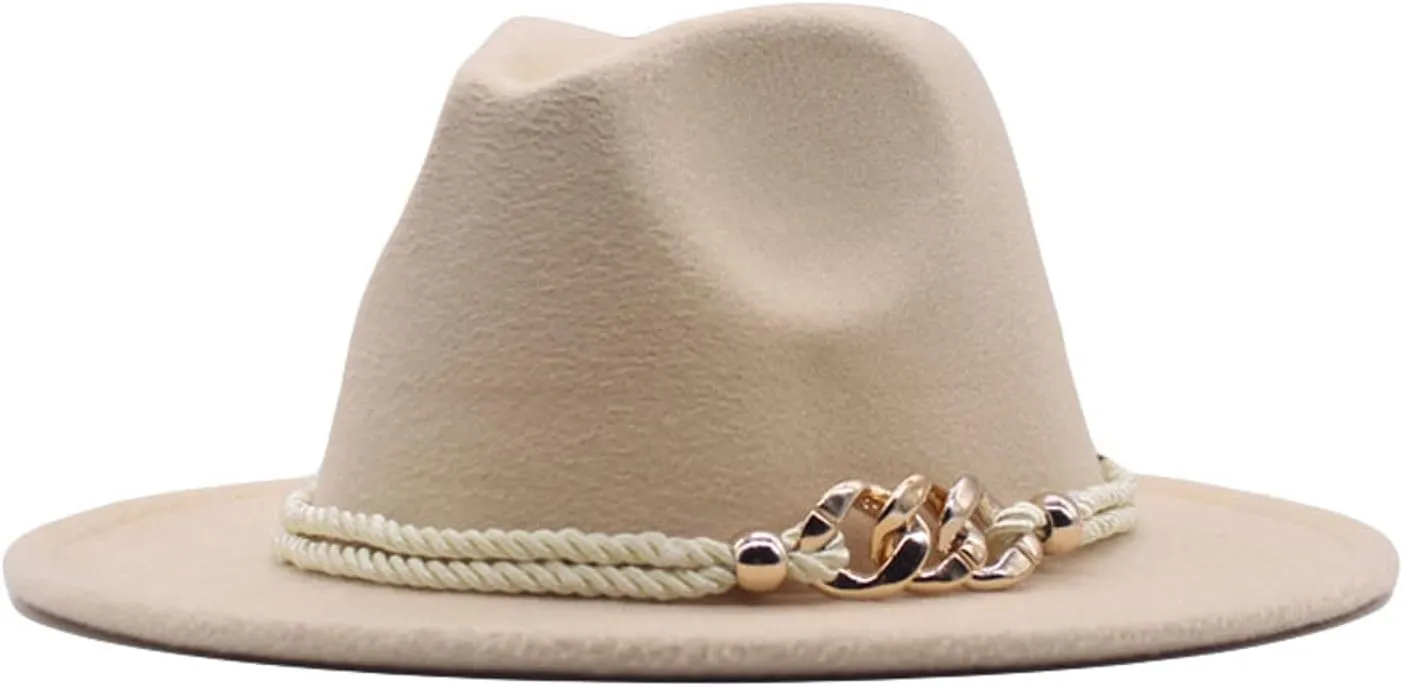 Wide Brim Fedora Hats for Women and Men Classic Panama Hat Men's Two Tone Dress Hat with Belt Buckle Women Hat